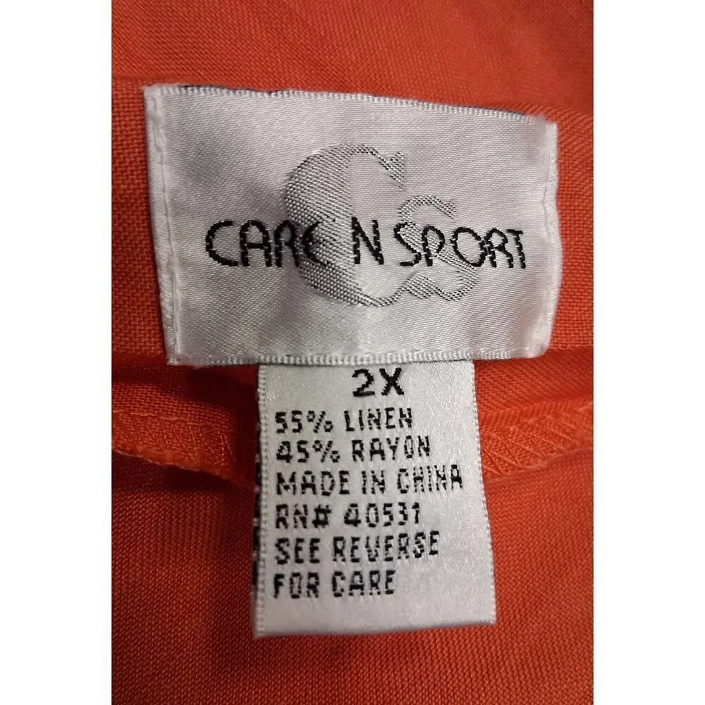 Caren sport womens 2xl orange long ankle maxi skirt 100% linen 40 inch waist